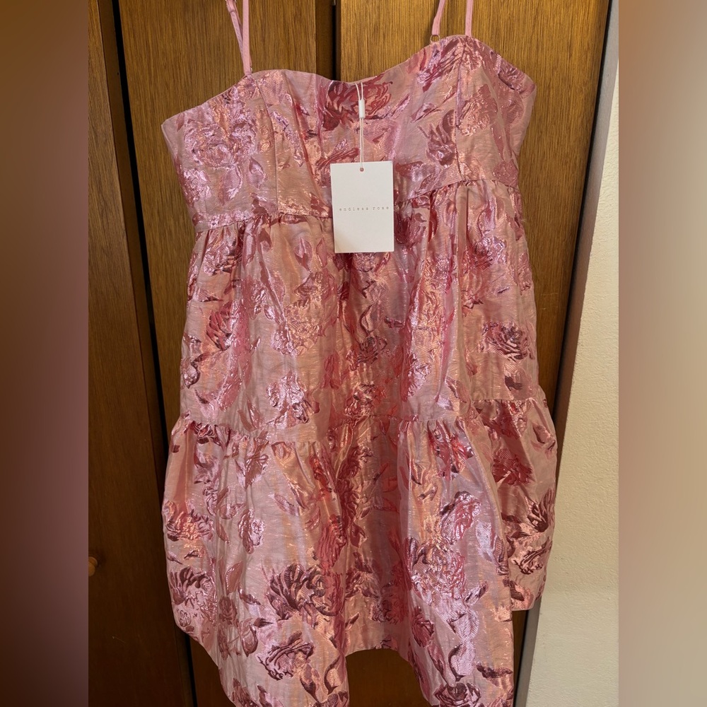 NEW! Endless Rose Strapless Pink Floral Dress from Anthropologie - Picture 4 of 9